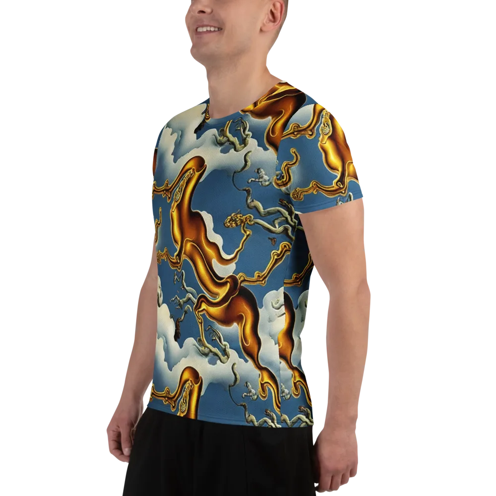 Gilded Cloud Serpents on Men's Athletic T-Shirt — Left