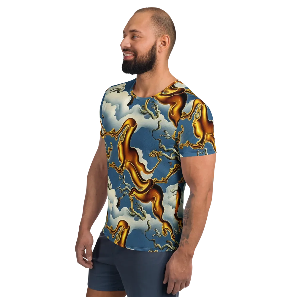 Gilded Cloud Serpents on Men's Athletic T-Shirt — Left