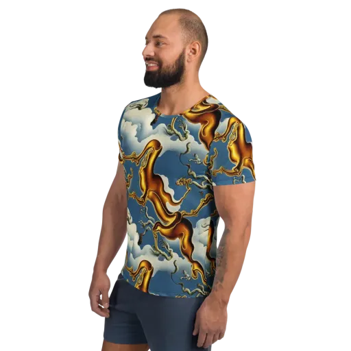 Gilded Cloud Serpents on a Men's Athletic T-Shirt