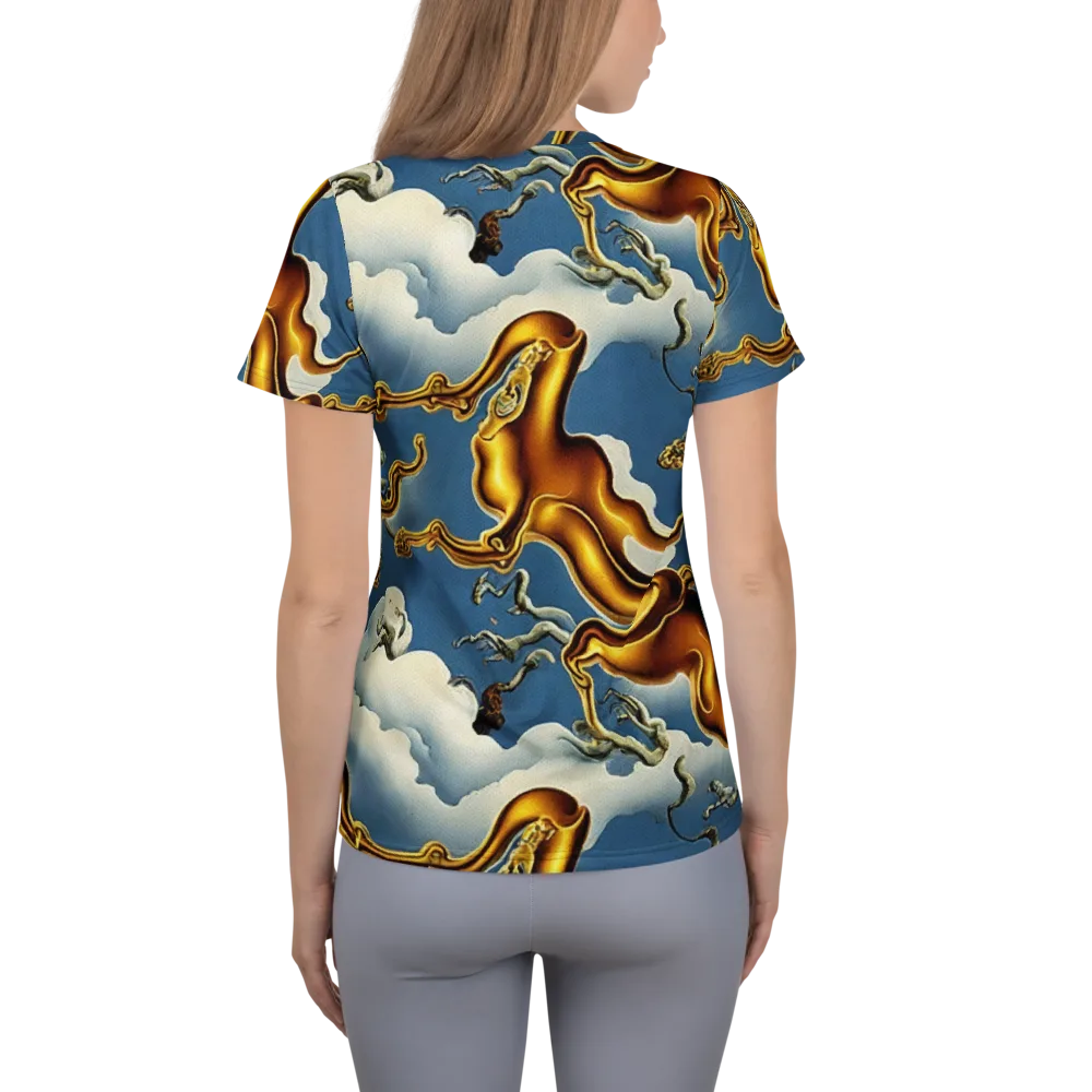 Gilded Cloud Serpents on Women's Athletic T-Shirt — Back