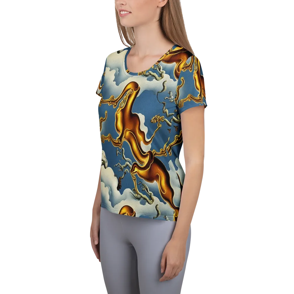 Gilded Cloud Serpents on Women's Athletic T-Shirt — Left