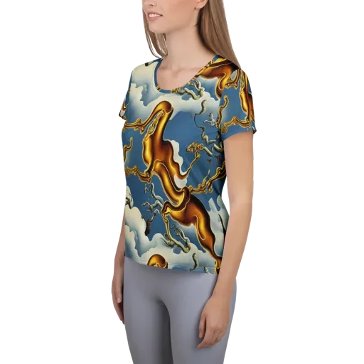 Gilded Cloud Serpents on a Women's Athletic T-Shirt
