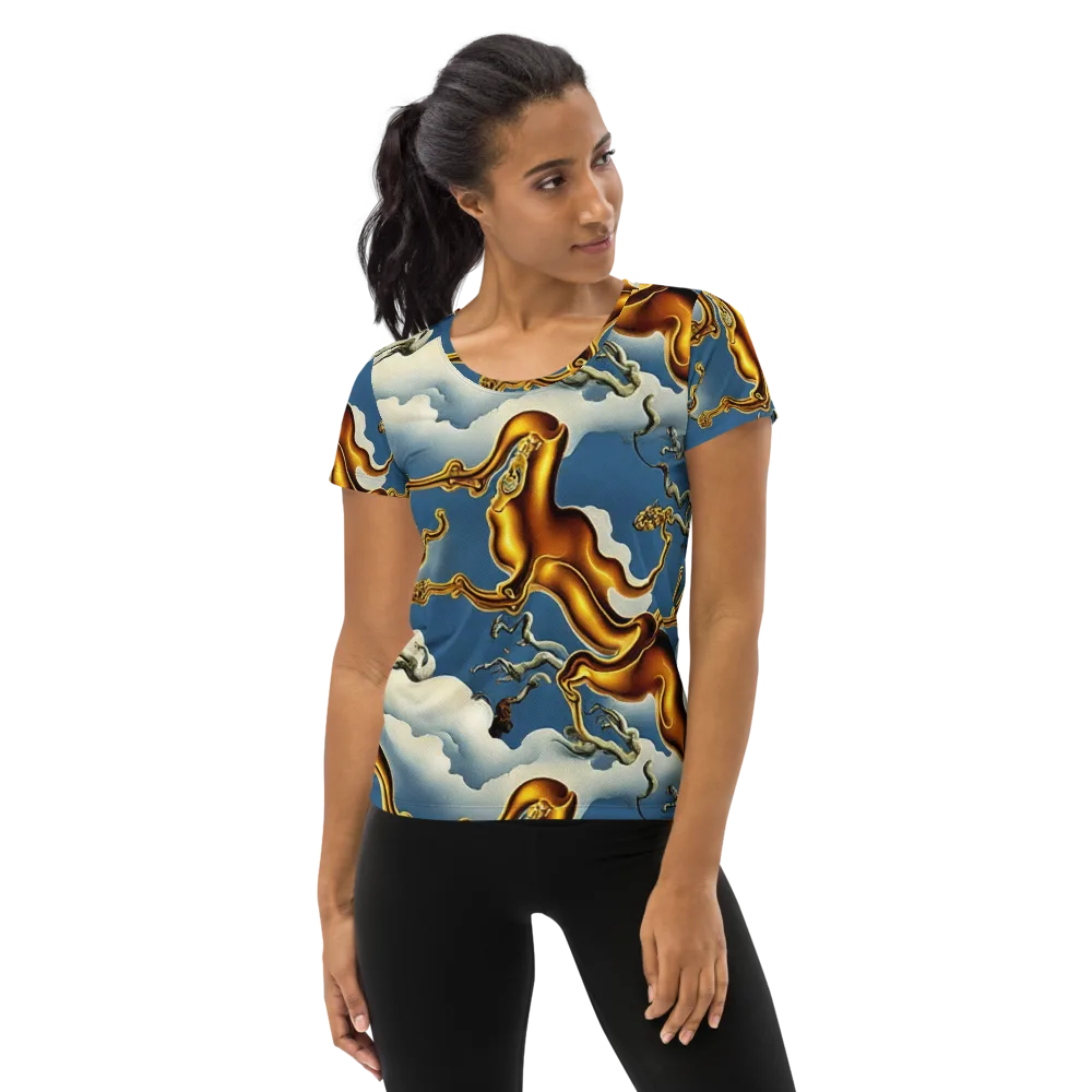 Gilded Cloud Serpents on Women's Athletic T-Shirt — Front