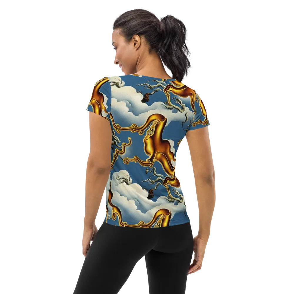 Gilded Cloud Serpents on Women's Athletic T-Shirt — Back
