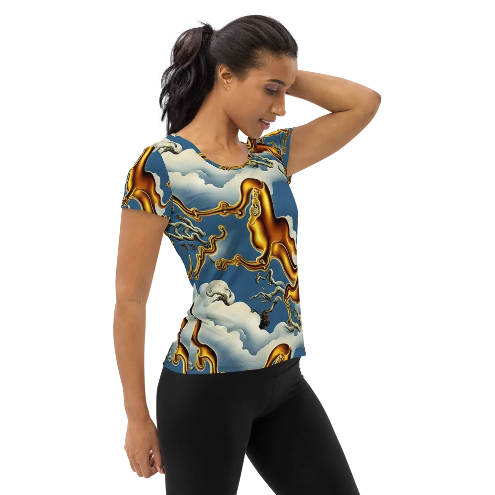 Gilded Cloud Serpents on Women's Athletic T-Shirt — Right