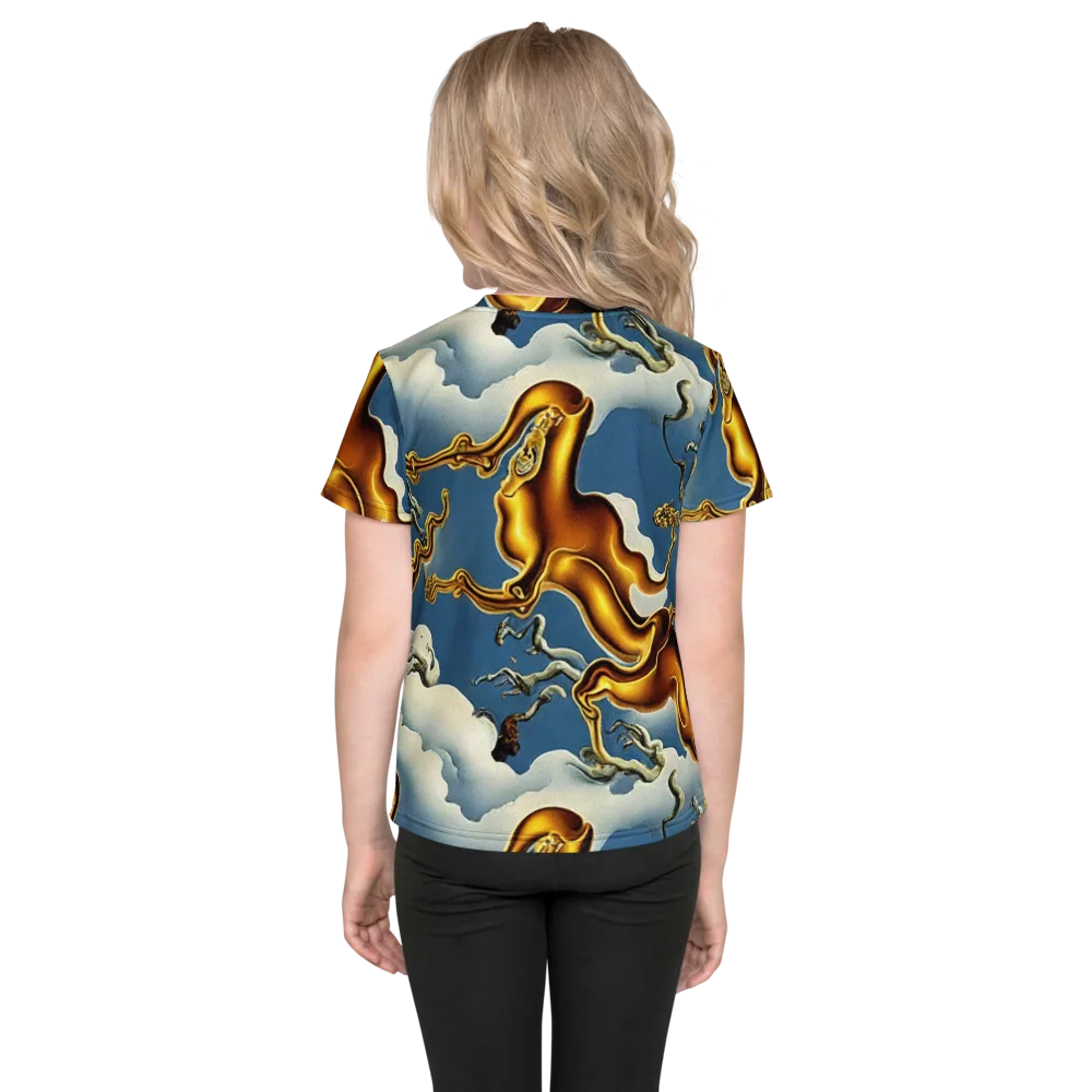 Gilded Cloud Serpents on Kids Crew Neck T-Shirt — Back