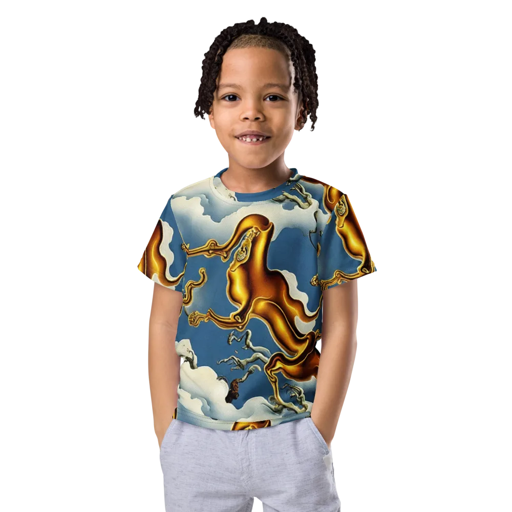 Gilded Cloud Serpents on Kids Crew Neck T-Shirt — Front