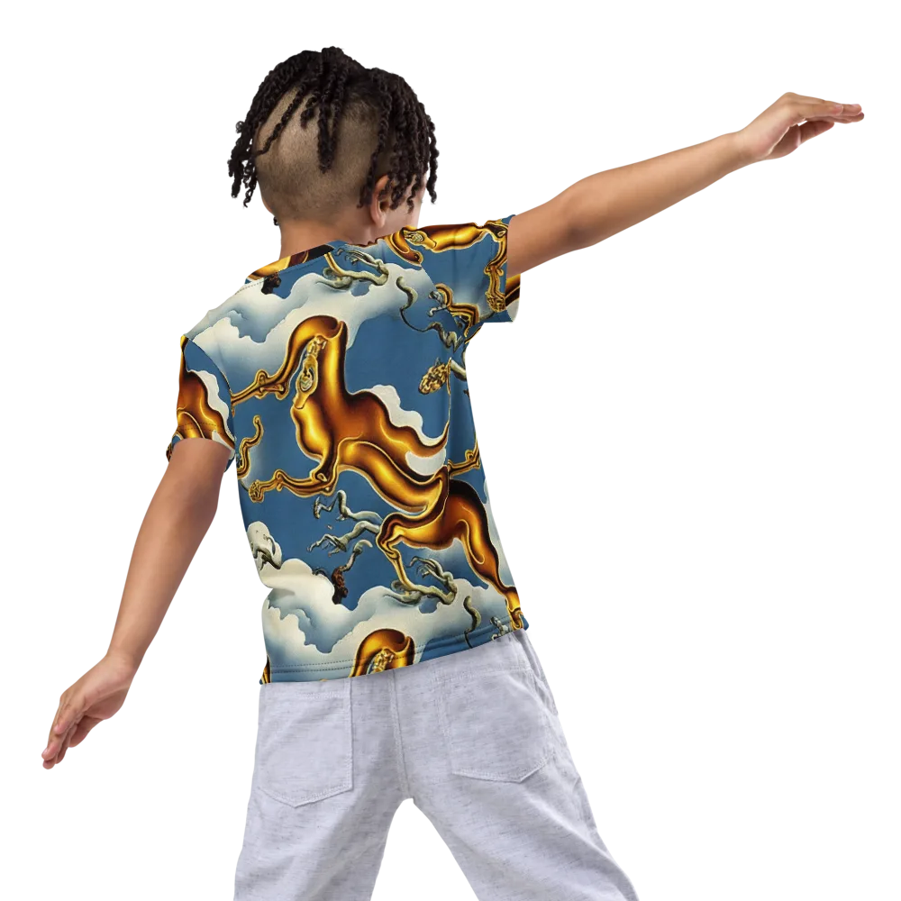 Gilded Cloud Serpents on Kids Crew Neck T-Shirt — Back