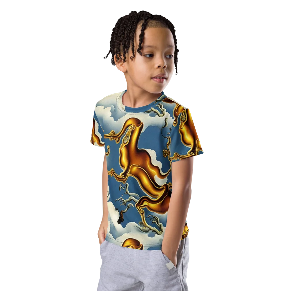 Gilded Cloud Serpents on Kids Crew Neck T-Shirt — Left Front