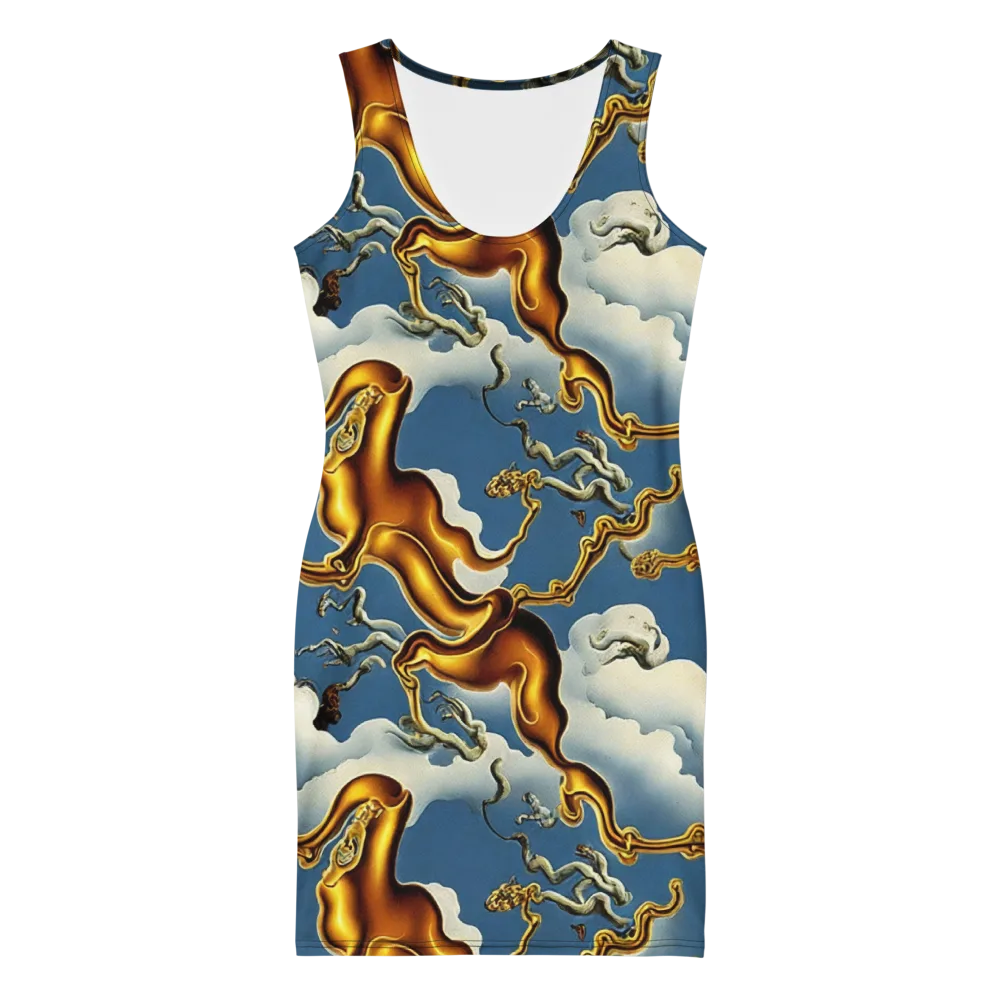 Gilded Cloud Serpents on Bodycon Dress — Front