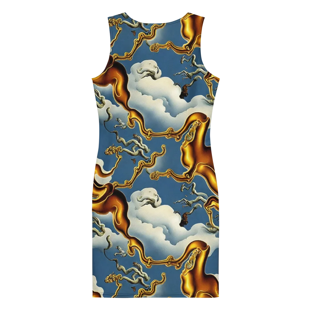 Gilded Cloud Serpents on Bodycon Dress — Back