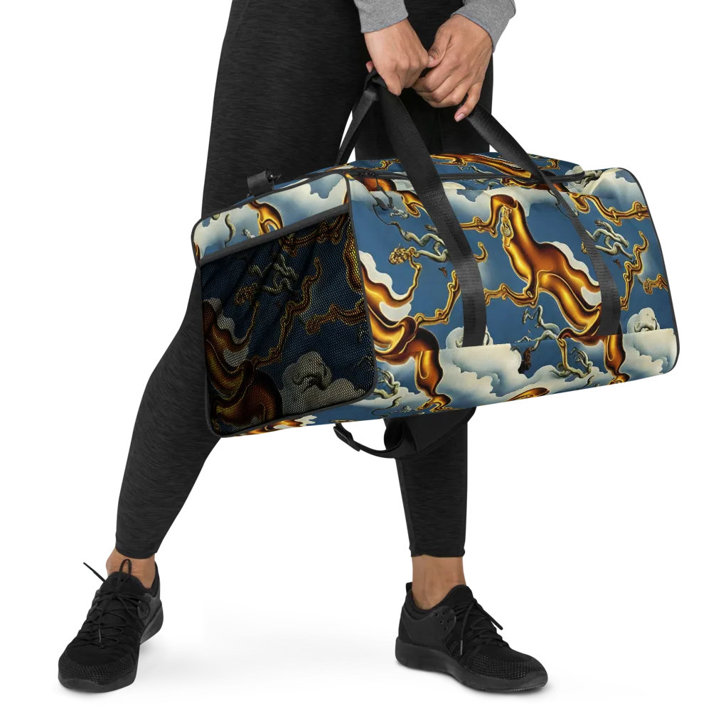 Gilded Cloud Serpents on Duffle Bag — Right Front