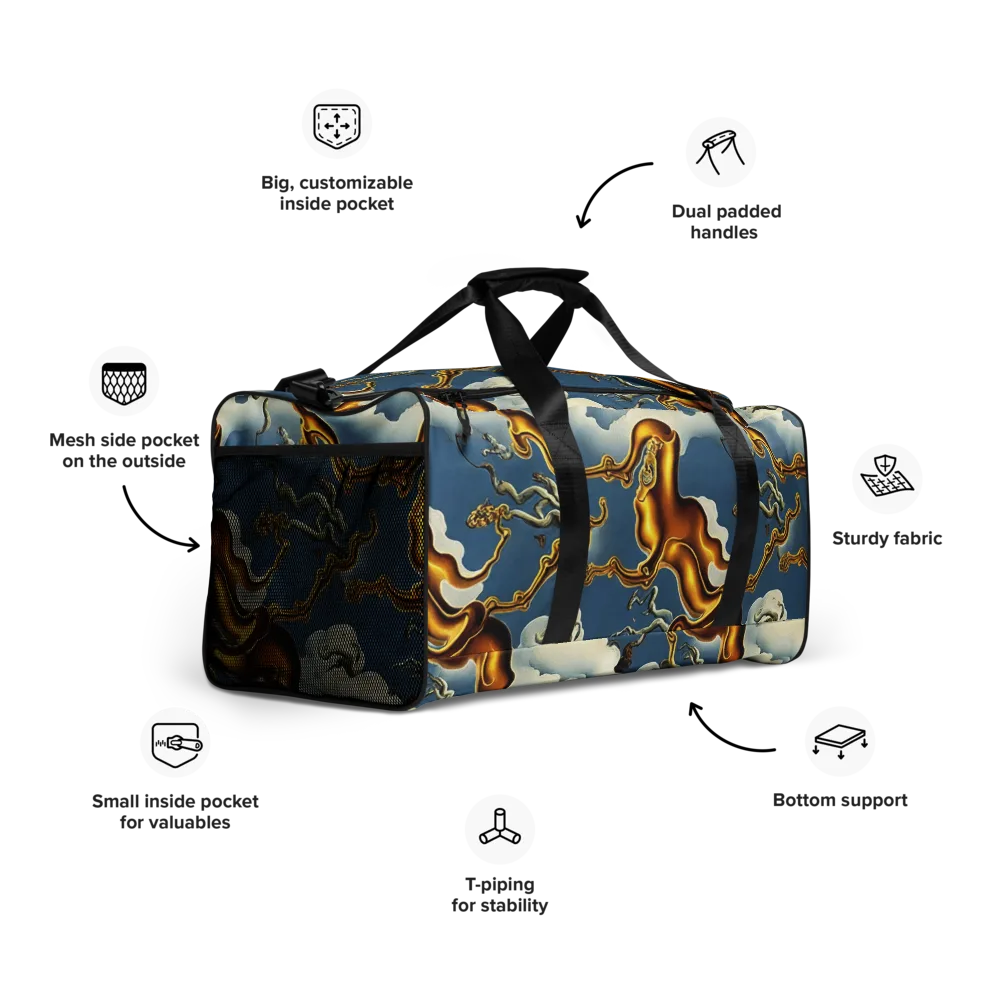 Gilded Cloud Serpents on Duffle Bag — Right Front