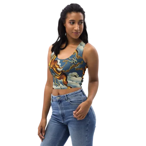Gilded Cloud Serpents on a Crop Top