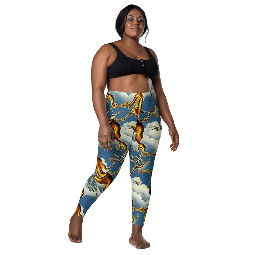 Gilded Cloud Serpents on Leggings with Pockets — Front