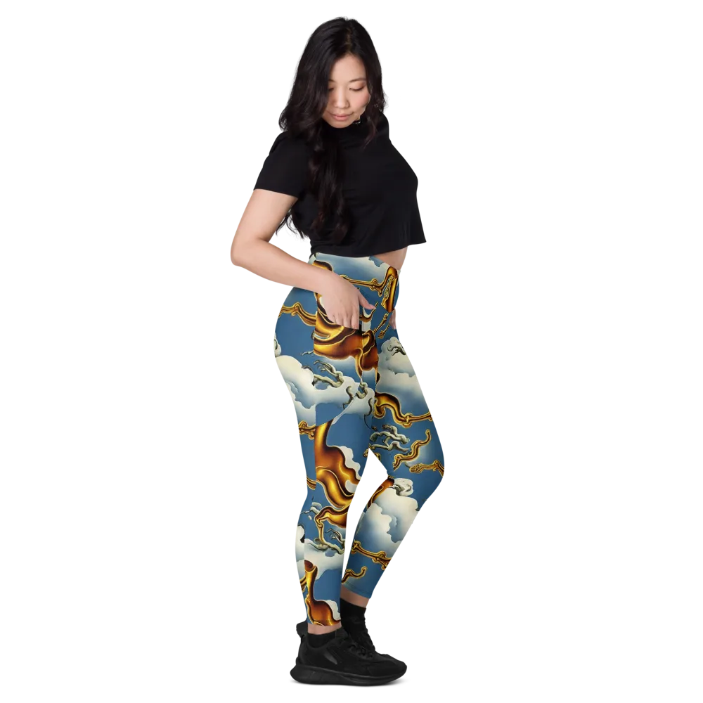Gilded Cloud Serpents on Leggings with Pockets — Right