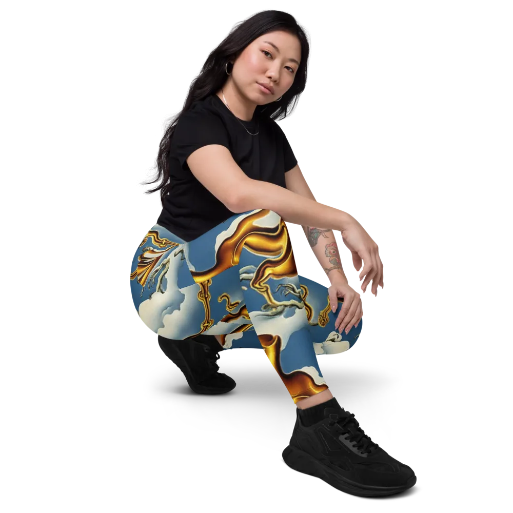 Gilded Cloud Serpents on Leggings with Pockets — Right Front