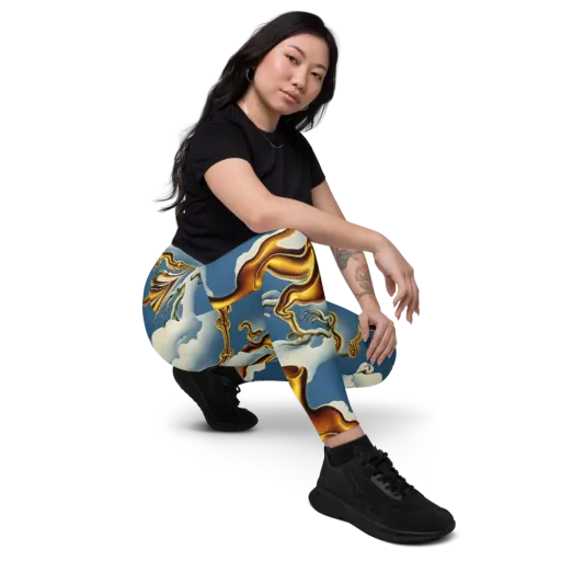 Gilded Cloud Serpents on a Leggings with Pockets
