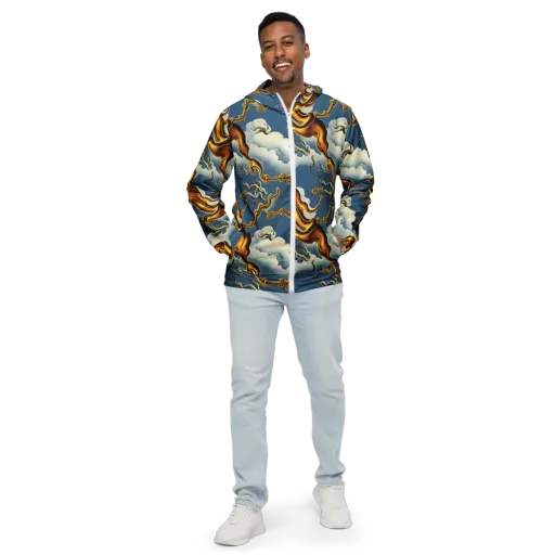 Gilded Cloud Serpents on a Men's Windbreaker