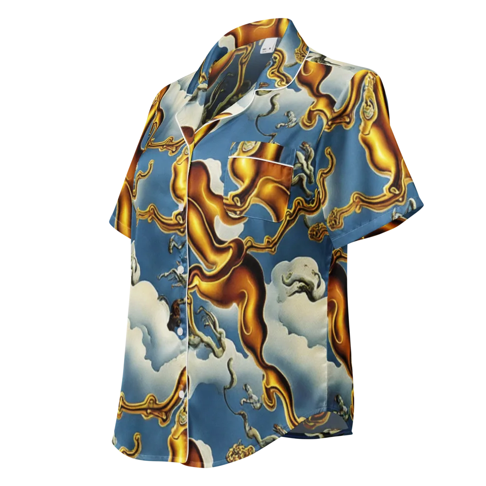 Gilded Cloud Serpents on Women's Short Sleeve Pajama Top — Left Front