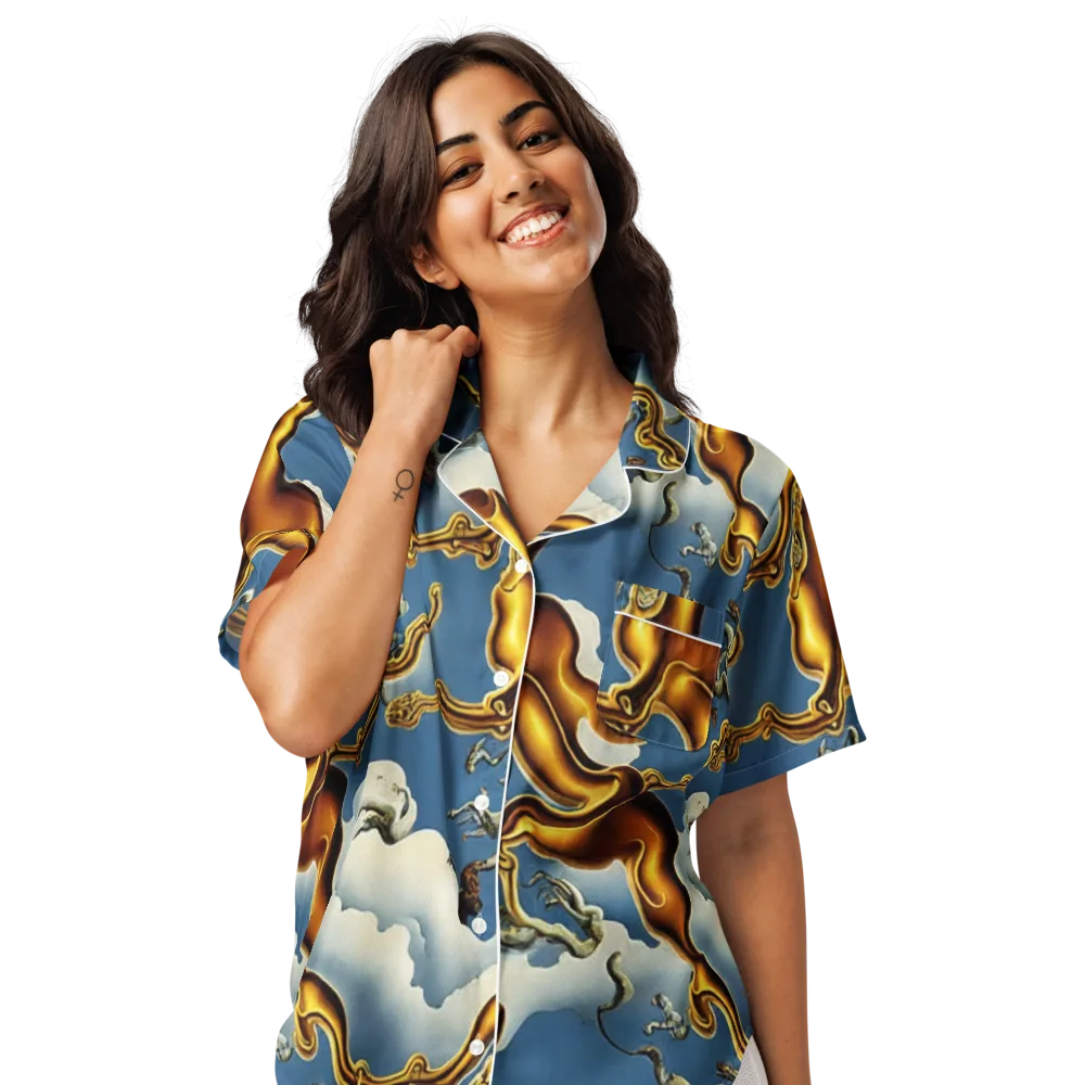 Gilded Cloud Serpents on Women's Short Sleeve Pajama Top — Front