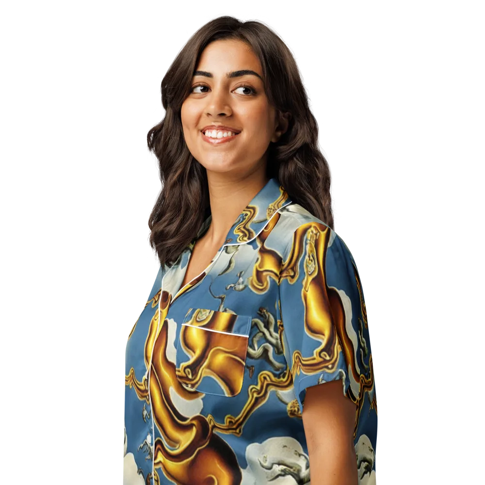 Gilded Cloud Serpents on Women's Short Sleeve Pajama Top — Left Front