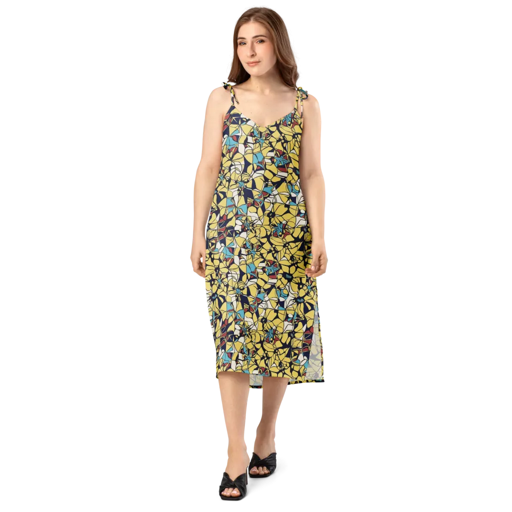 Sunlit Mosaic on Slip Dress — Front