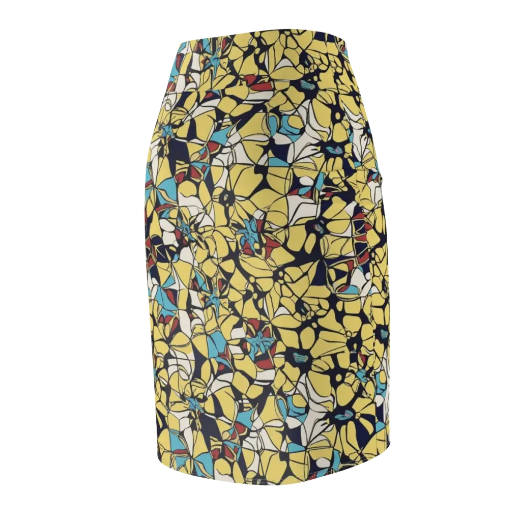 Sunlit Mosaic on Pencil Skirt — Back Side