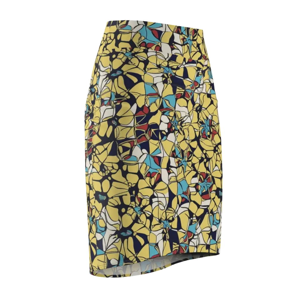 Sunlit Mosaic on Pencil Skirt — Front Side