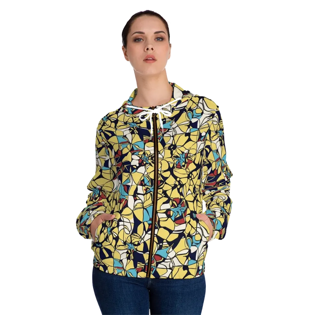 Sunlit Mosaic on Women's Full-Zip Hoodie — Front On Person