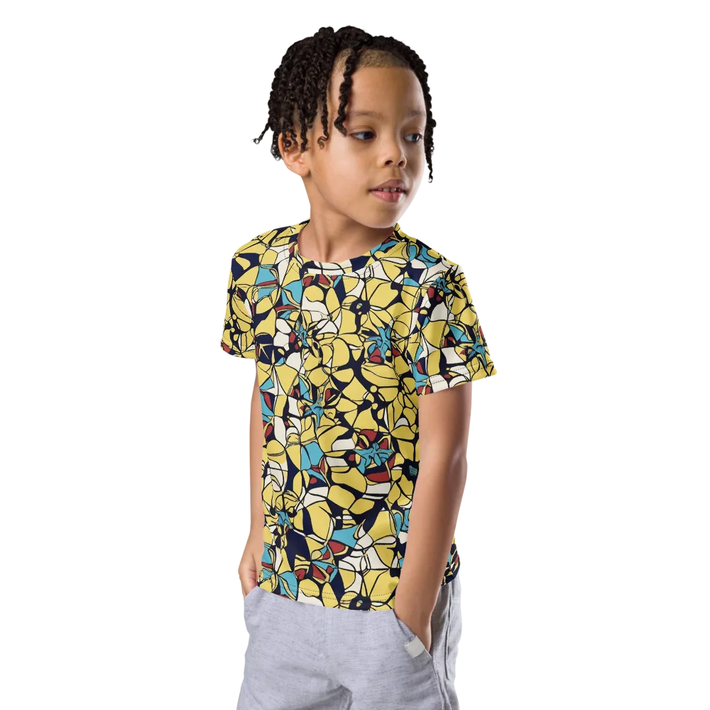Sunlit Mosaic on Kids Crew Neck T-Shirt — Left Front
