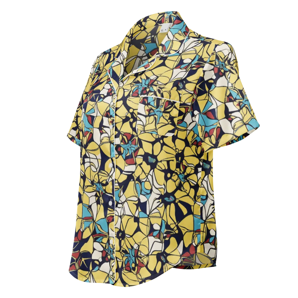 Sunlit Mosaic on Women's Short Sleeve Pajama Top — Left Front