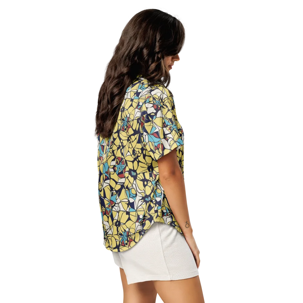 Sunlit Mosaic on Women's Short Sleeve Pajama Top — Right Back