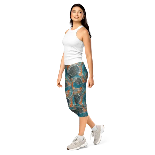 Turquoise Undertow on a Capri Leggings