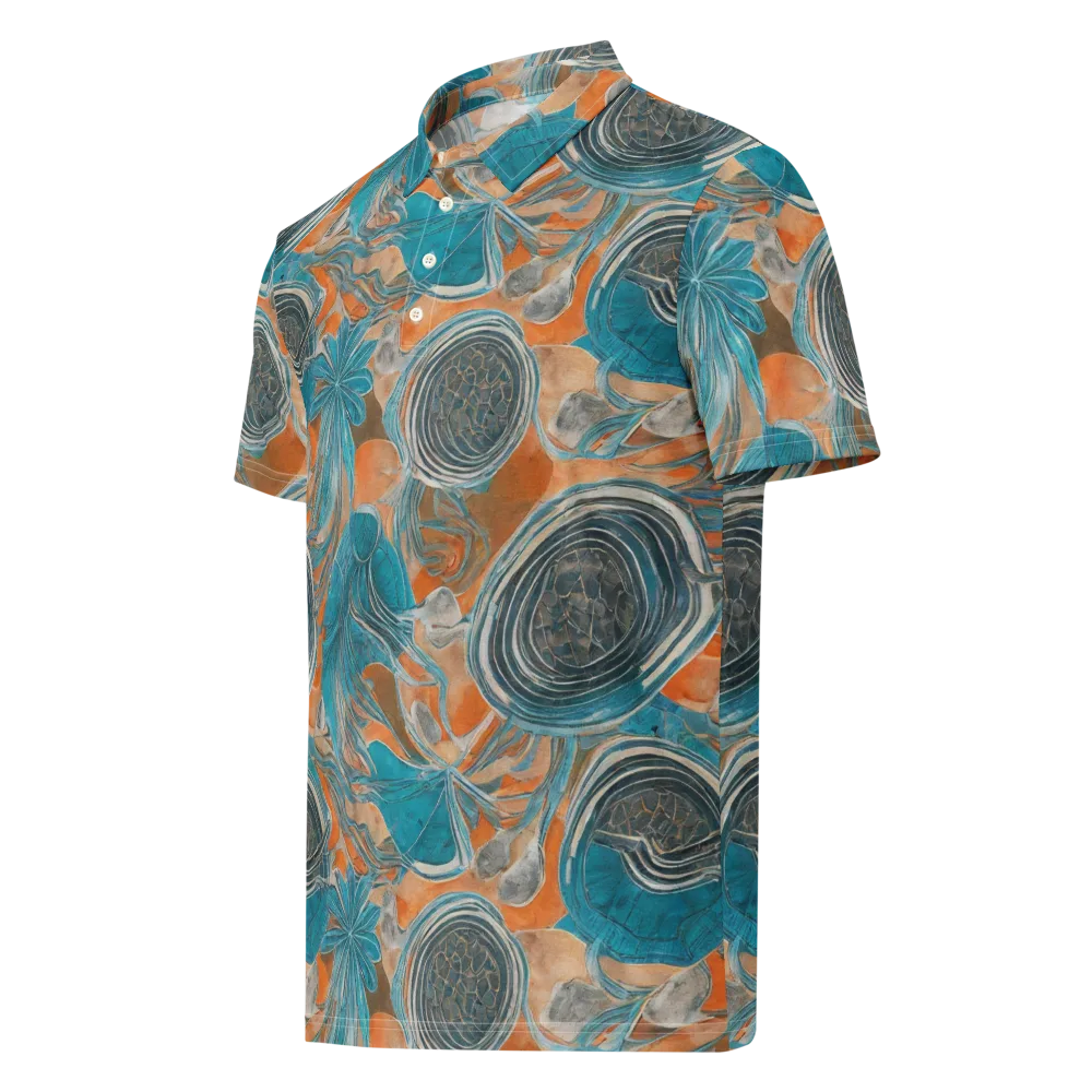 Turquoise Undertow on Men's Slim Fit Polo Shirt — Left Front