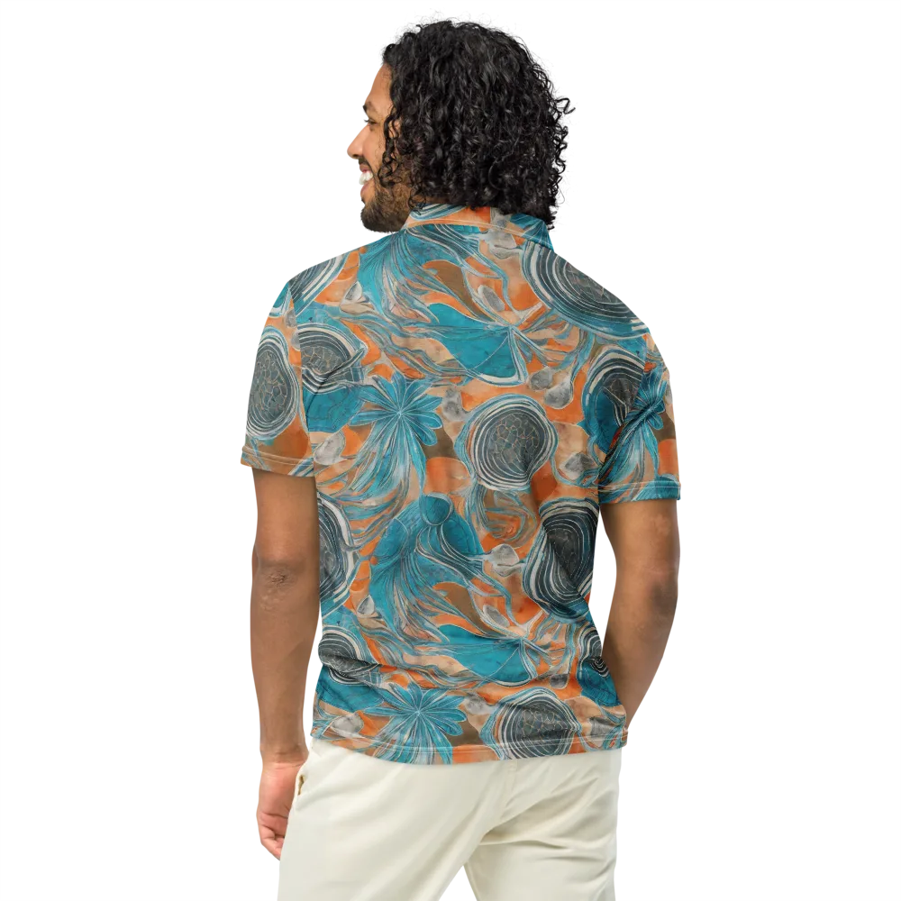 Turquoise Undertow on Men's Slim Fit Polo Shirt — Back