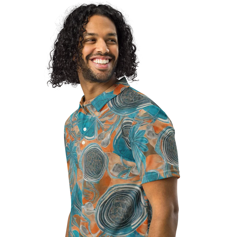 Turquoise Undertow on Men's Slim Fit Polo Shirt — Left Front