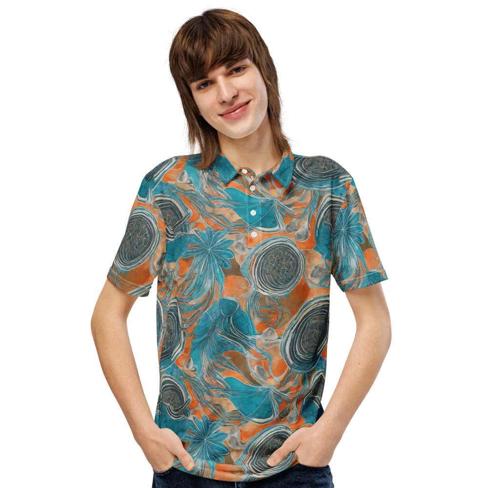 Turquoise Undertow on Men's Slim Fit Polo Shirt — Front