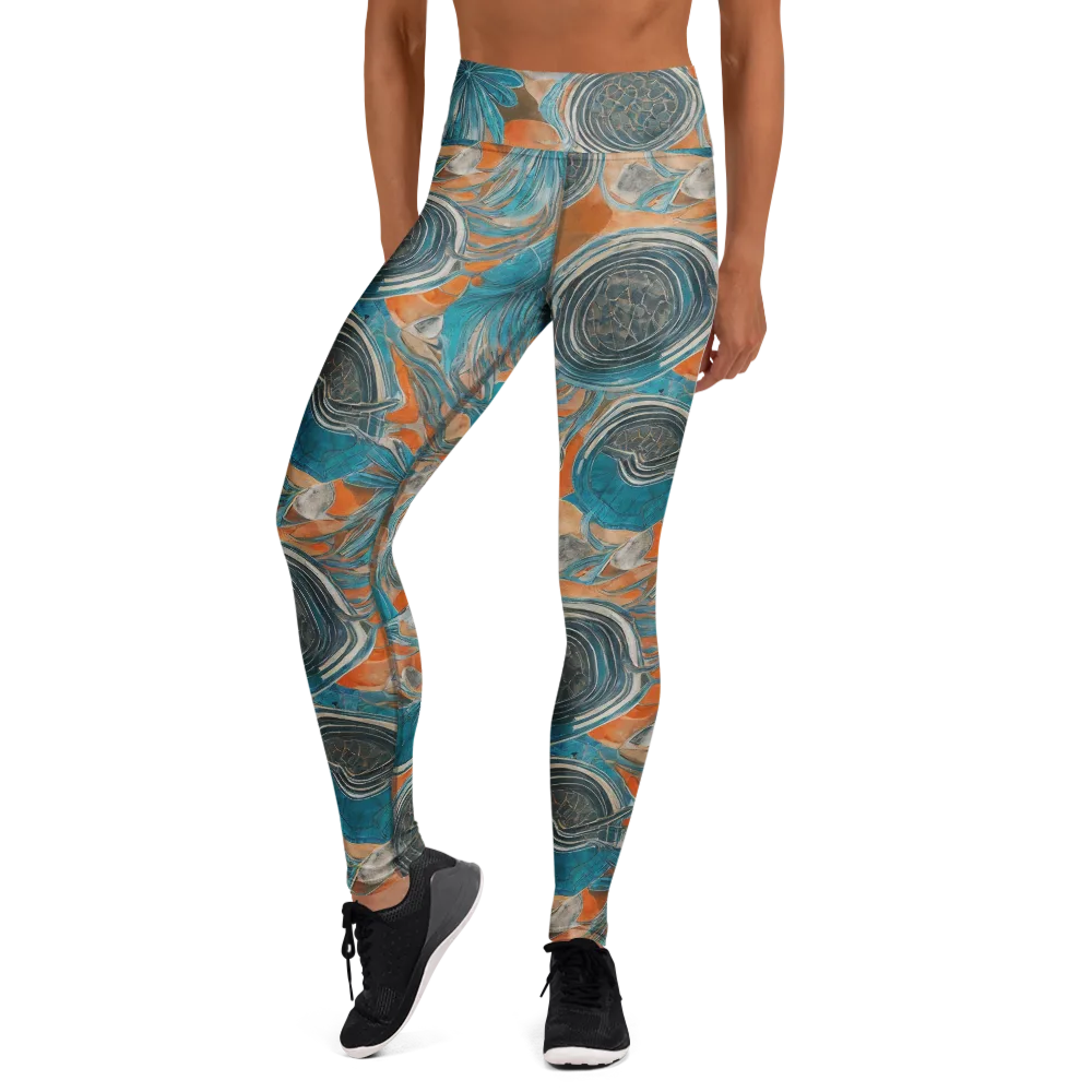Turquoise Undertow on Yoga Leggings — Front