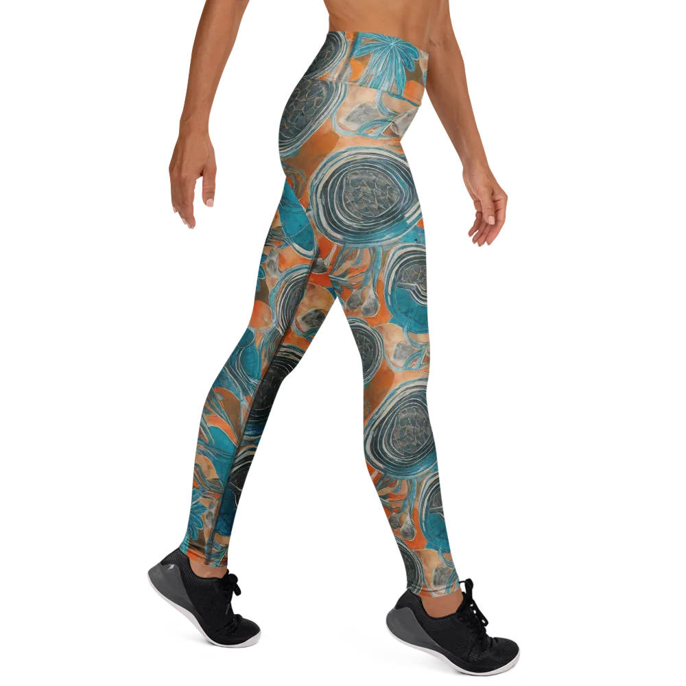 Turquoise Undertow on Yoga Leggings — Right