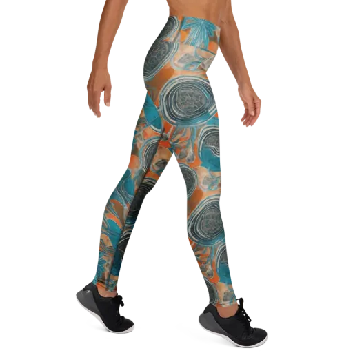 Turquoise Undertow on a Yoga Leggings