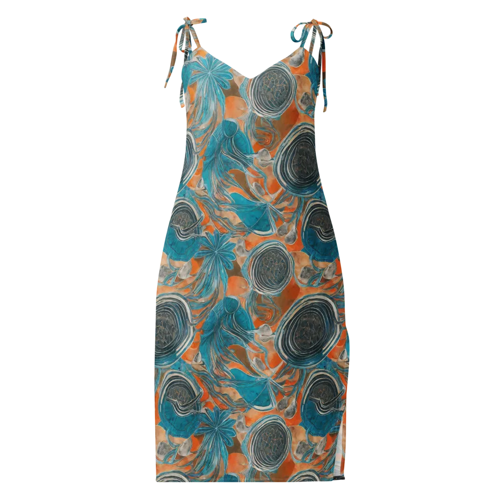 Turquoise Undertow on Slip Dress — Front