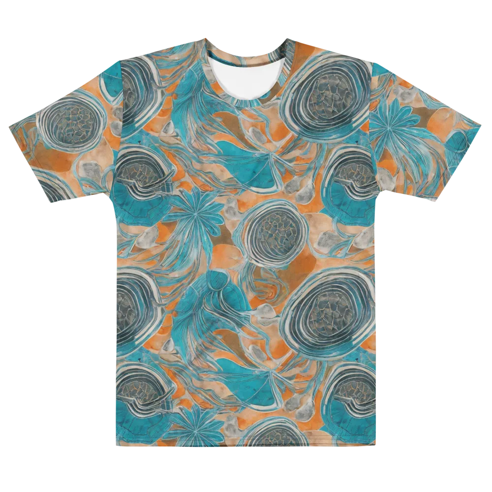 Turquoise Undertow on Men's Cotton Crew Neck T-Shirt — Front
