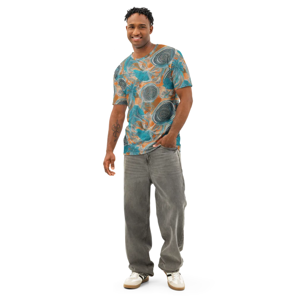 Turquoise Undertow on Men's Cotton Crew Neck T-Shirt — Front