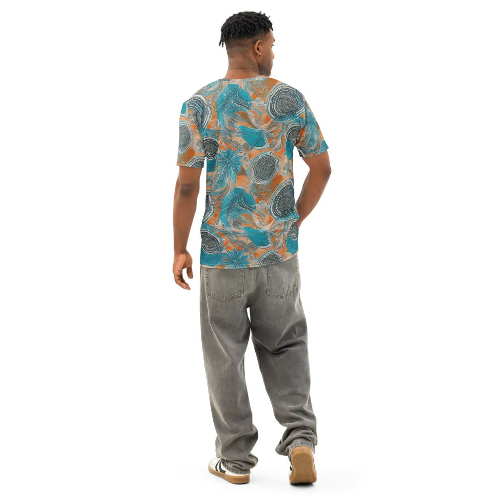 Turquoise Undertow on Men's Cotton Crew Neck T-Shirt — Back