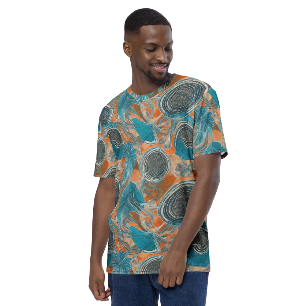 Turquoise Undertow on Men's Crew Neck T-Shirt — Left