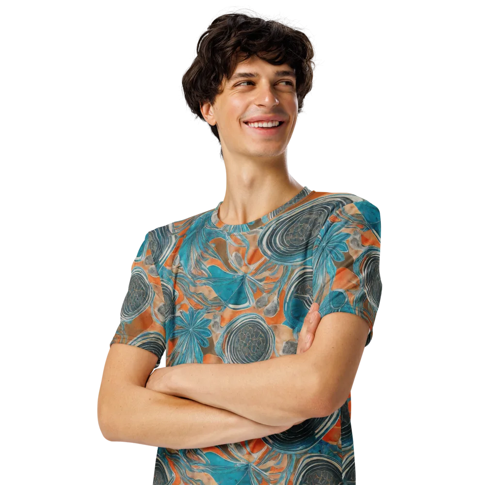 Turquoise Undertow on Men's Crew Neck T-Shirt — Left Front