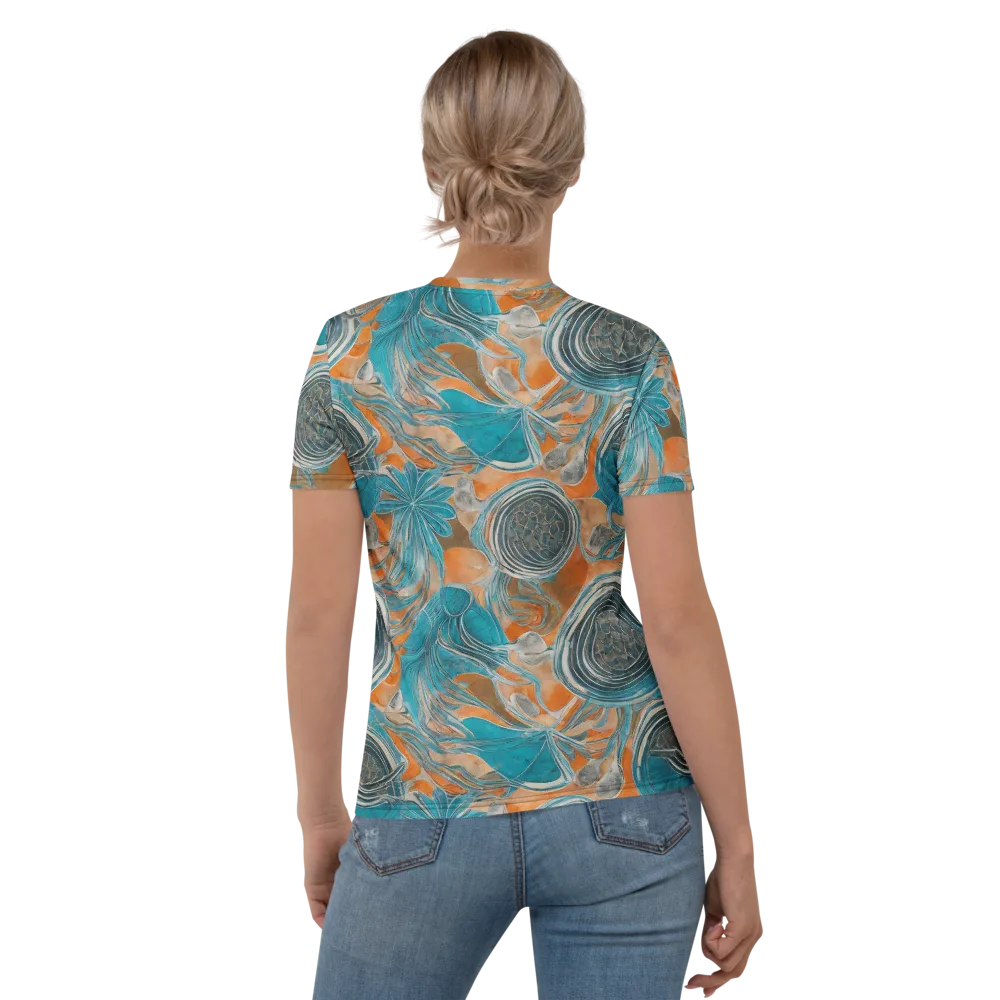 Turquoise Undertow on Women's Crew Neck T-Shirt — Back