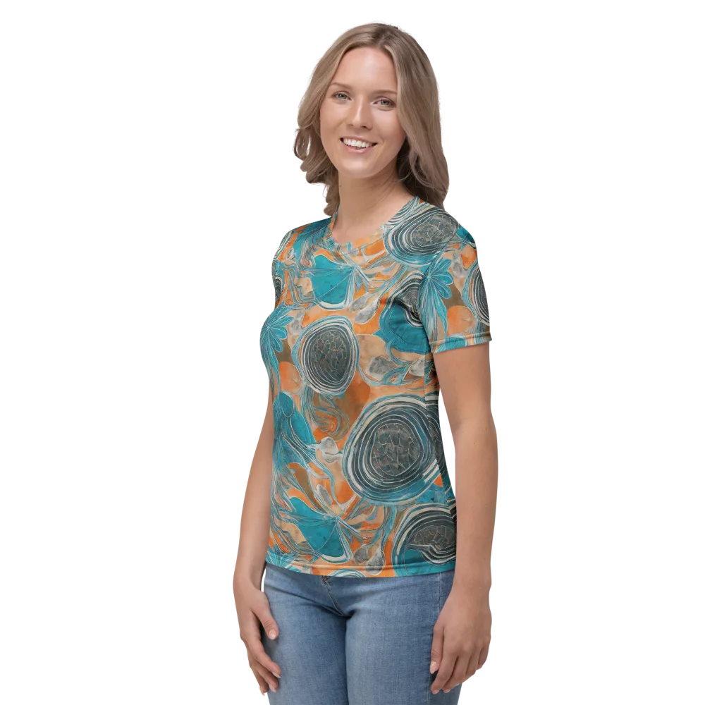 Turquoise Undertow on Women's Crew Neck T-Shirt — Left