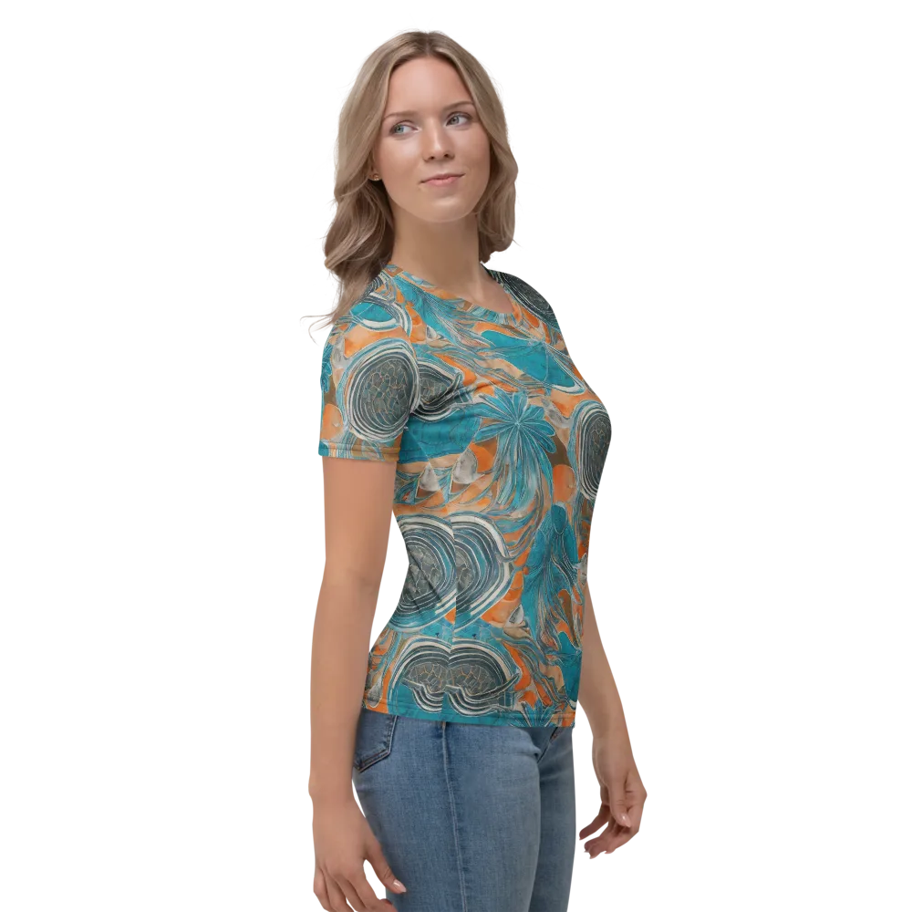 Turquoise Undertow on Women's Crew Neck T-Shirt — Right